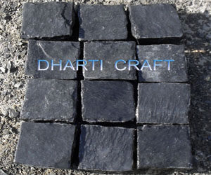 Black color cobbles for exterior paving