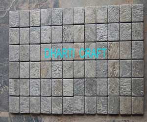 STONE MOSAIC TILE of Green Gold Slate color